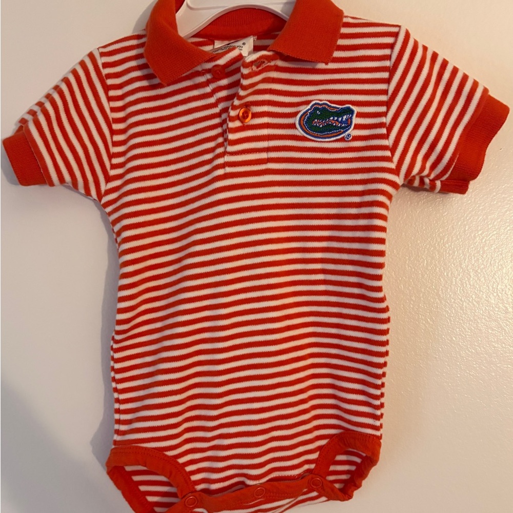 GATOR ONESIE 🐊 Striped orange  and White Kids One Piece